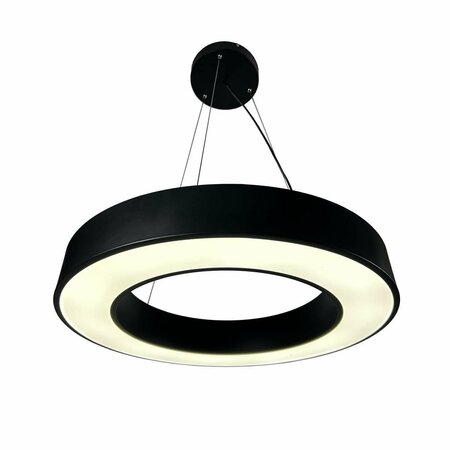 EQLIGHT Yatziri Bold 48-Watt Integrated LED Black 24&apos; Circular Pendant EQ-P-LYB24-B